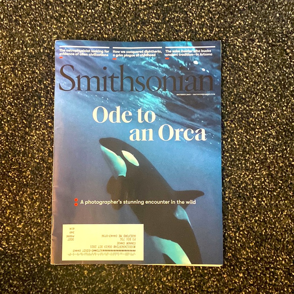 Smithsonian October 2021 New with name on front Ode To an Orca